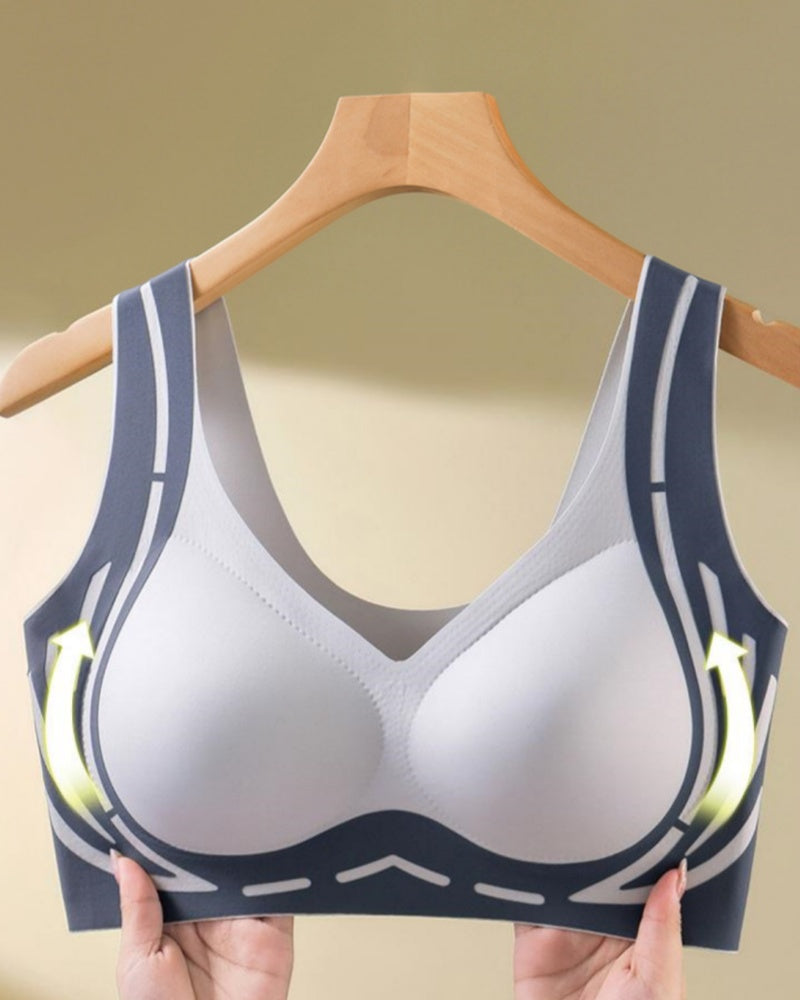 Sostén para Dormir Sin Costuras y Sin Aros con Push Up y Colores Contrastantes