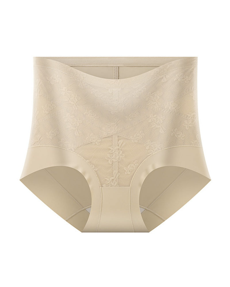Panties moldeadores de control abdominal con encaje floral de cintura alta