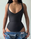 Body moldeador sin costuras con escote en V y control de abdomen