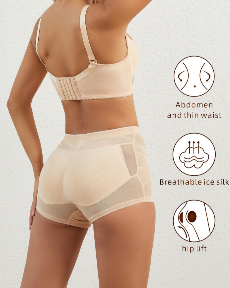 Shorts moldeadores de malla con control de abdomen, levantamiento de glúteos y almohadilla de espuma