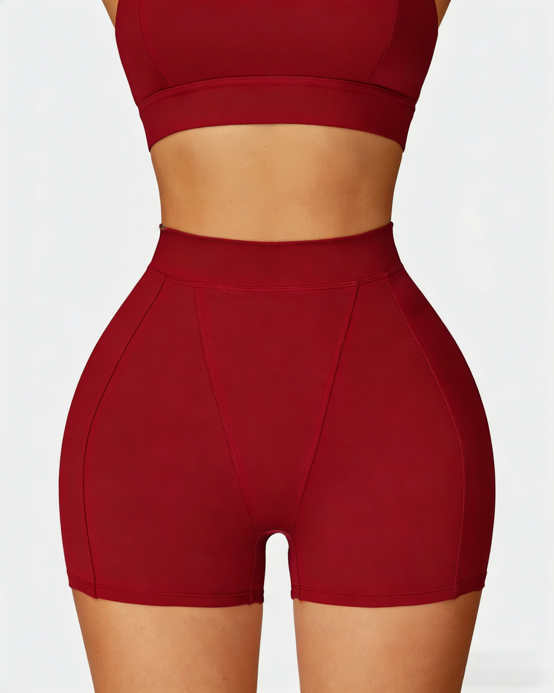 Shorts Cortos Ajustados Deportivos de Cintura Alta Core, Estilo Casual, Envoltura para Abdomen, para Correr, Fitness y Yoga al Aire Libre