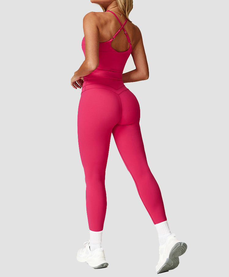 Conjunto de entrenamiento para correr y fitness de mujer con cintura alta