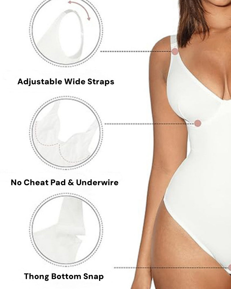 Body moldeador sin costuras de compresión con control de abdomen y escote profundo en V