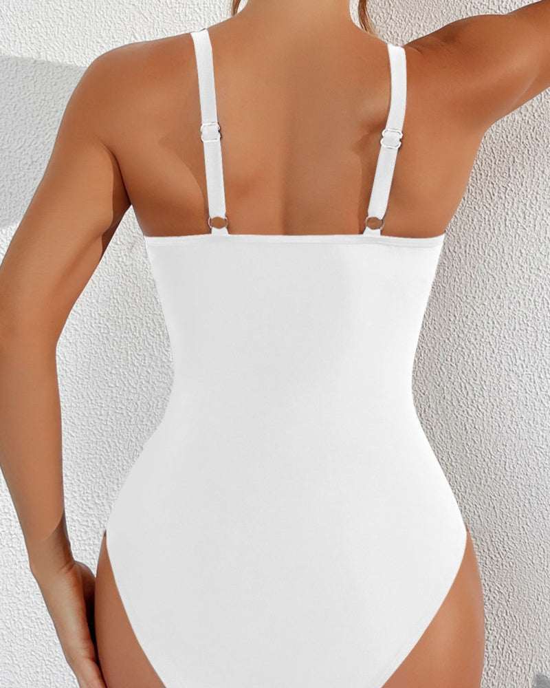 Sexy Deep V Mesh Backless One Piece Shapewear Swimsuit