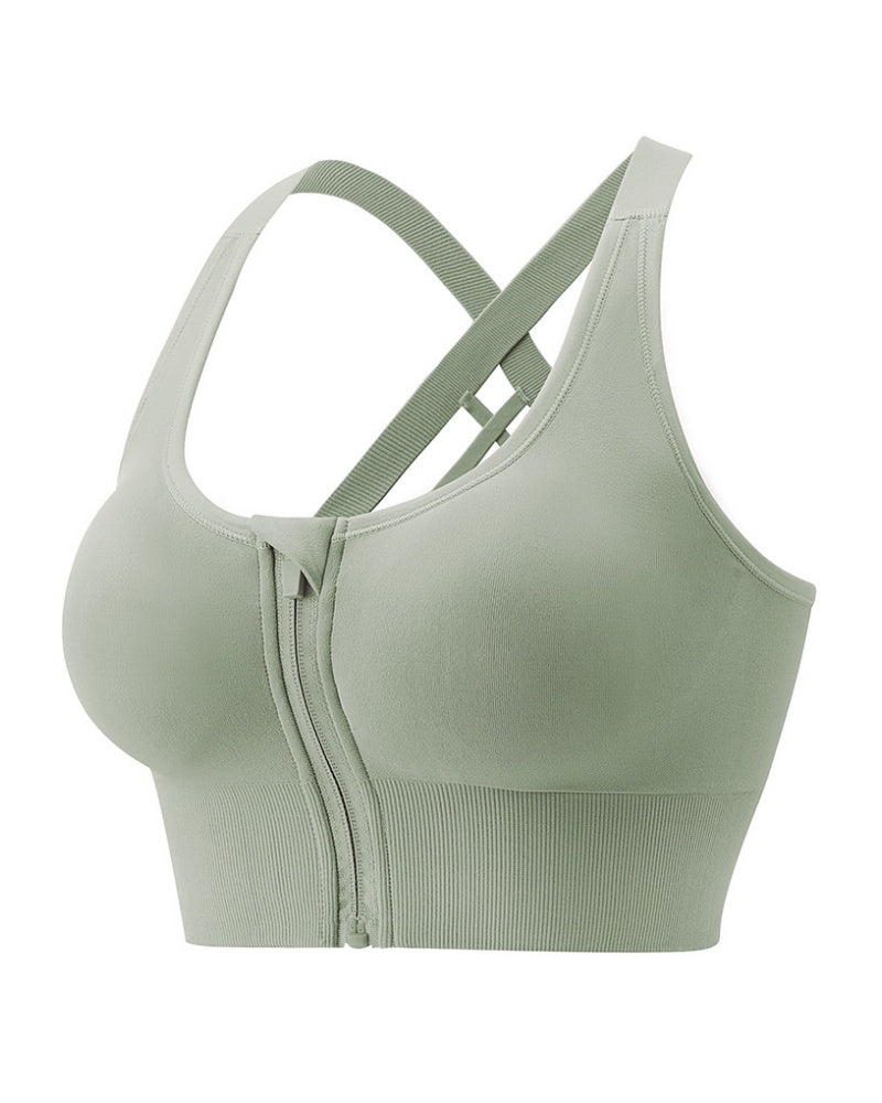 Sujetador deportivo push up anti-flacidez a prueba de golpes con cierre frontal para mujer