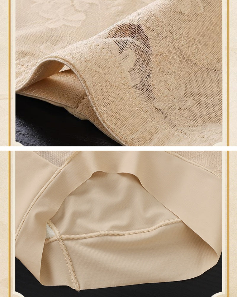 Panties moldeadores de control abdominal con encaje floral de cintura alta