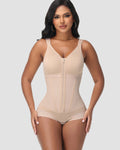 Body con Cremallera Moldeador de Abdomen en Forma de Reloj de Arena de Malla Power de Doble Capa con Sostén