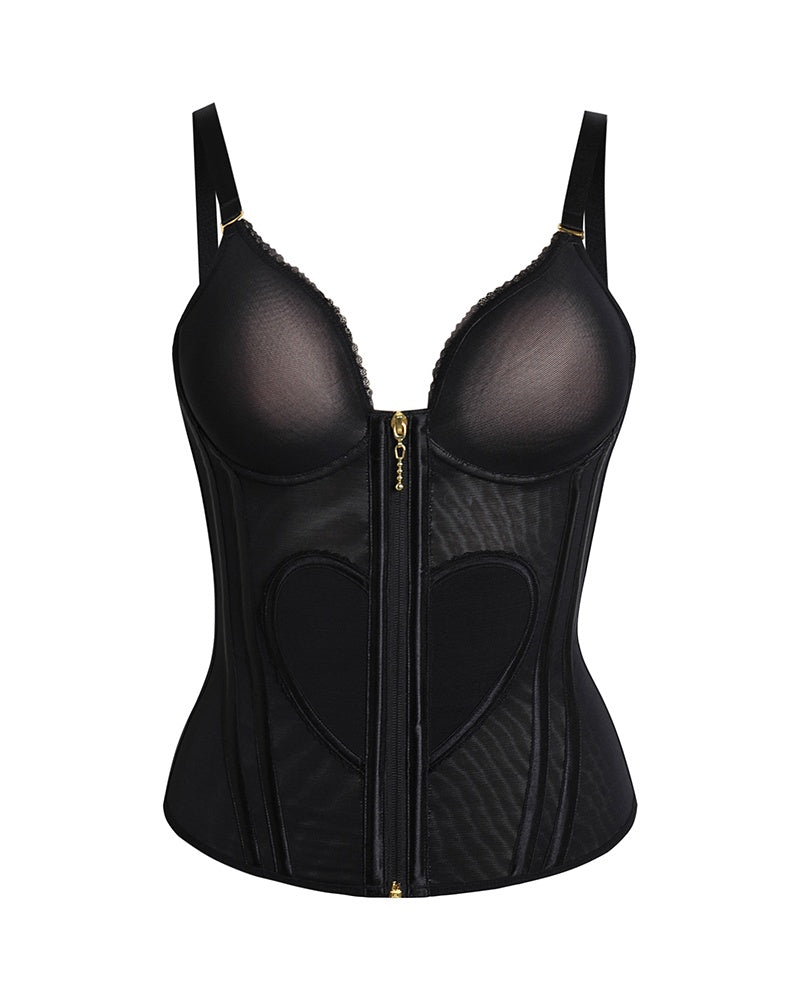 Shapshe® Fajas Colombianas Corset Top con Cremallera Entrenador de Cintura Love Pattern