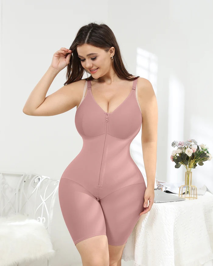 Shapshe® Body Shaper de Cuerpo Completo Sin Costuras con Cremallera y Escote en V Beige