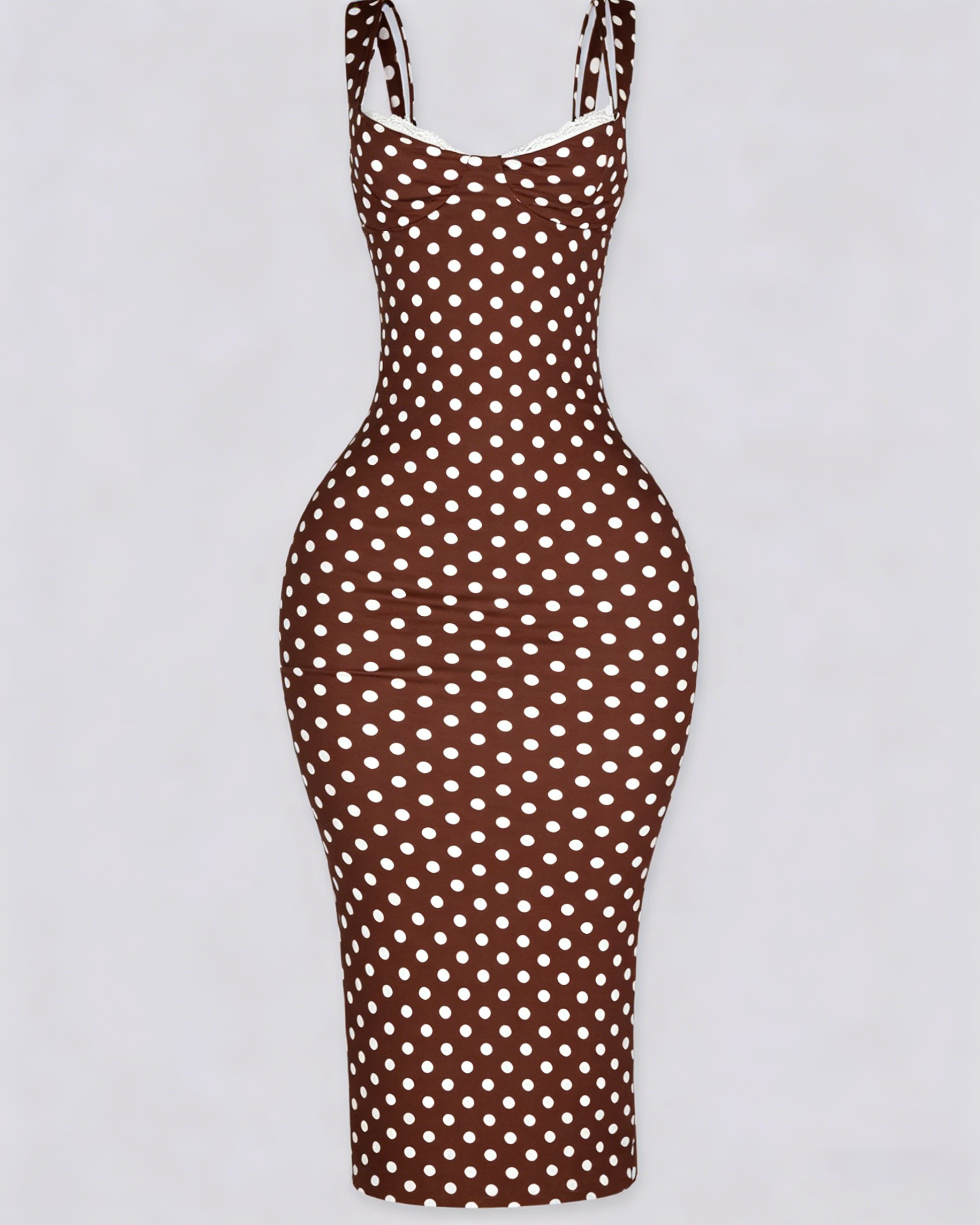 Vestido Maxi Clásico de Lunares para Mujer, Ajustado, Elástico y Sexy