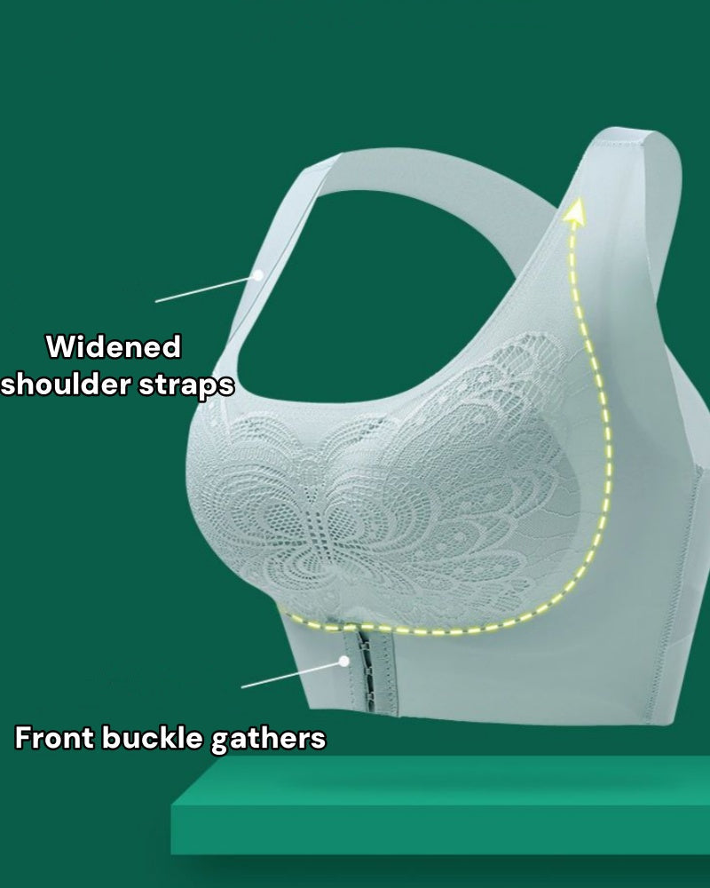 Sostén inalámbrico con copa push-up, broche frontal sin costuras, corrige la joroba