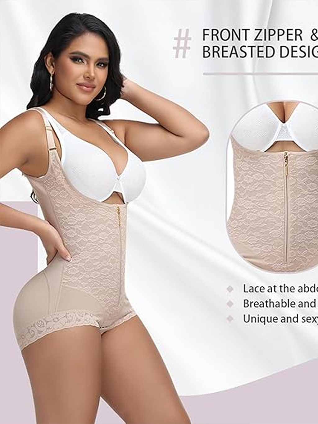 Shapshe® Body moldeador de encaje con escote abierto Columbia