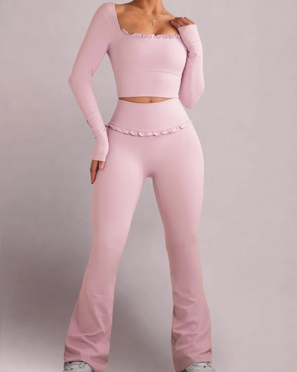Conjunto Deportivo de Ballet con Volantes, Ajustado, Alta Elasticidad para Fitness y Yoga