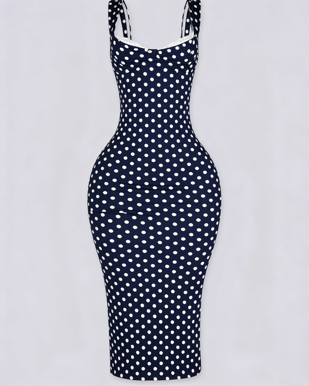 Vestido Maxi Clásico de Lunares para Mujer, Ajustado, Elástico y Sexy