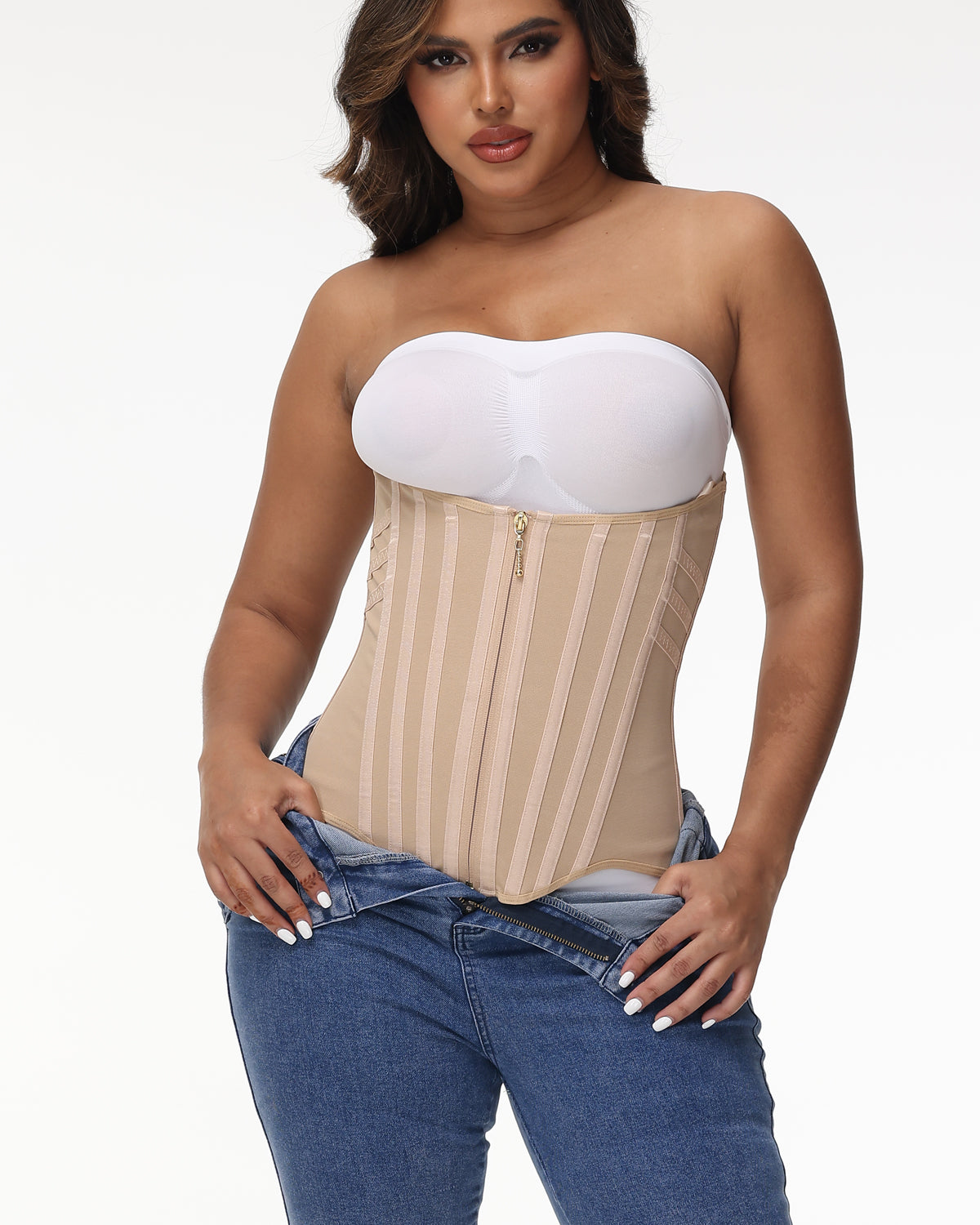 Shapshe® Fajas Colombianas Cinturilla con Cremallera Frontal y 3 Filas de Ganchos (Preventa)