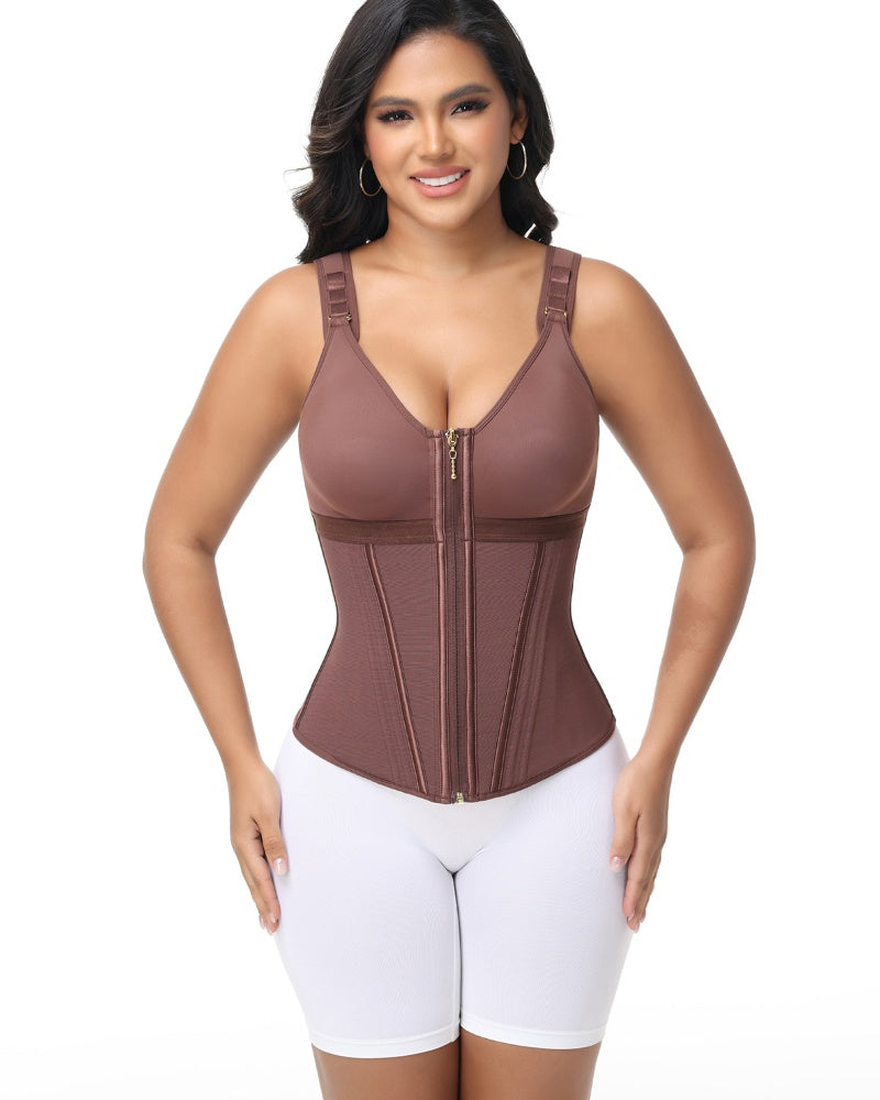 Shapshe® Corsé de Látex con Varillas para Mujer, Cierre de Cremallera, Moldeador de Abdomen con Sujetador
