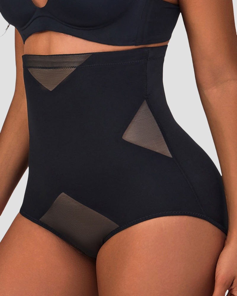 Braguitas de compresión con paneles de malla y control de abdomen de talle alto