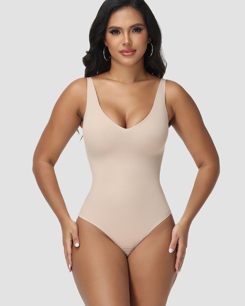 Shapshe® Body sin Costuras con Escote en V y Control de Abdomen tipo Tanga