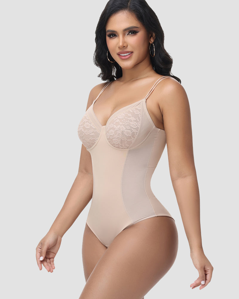 Shapshe® Body Modelador con Encaje en la Espalda, Cierre de Cordones y Control de Abdomen