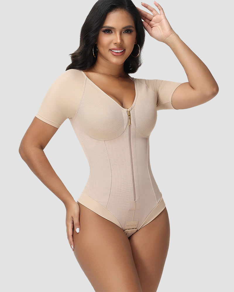 Shapshe® Body de Tanga con Control de Abdomen y Mangas Cortas