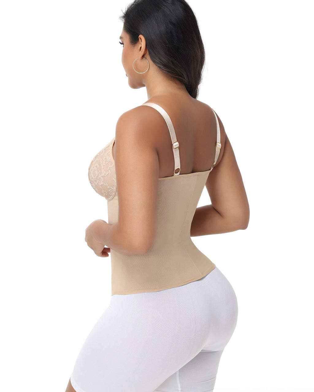 Shapshe® Top Corset de Encaje con Escote en V Profundo, Cinturilla Entrenadora con Cierre Frontal