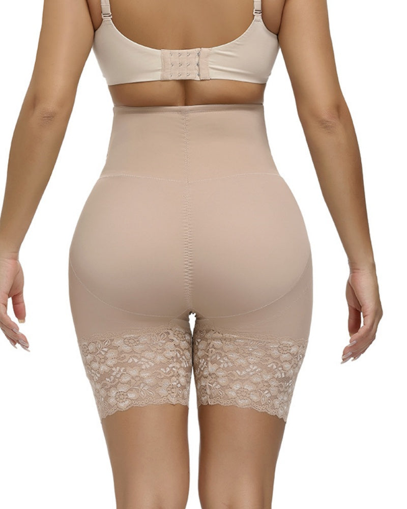 Shorts Moldeadores de Cintura Alta con Encaje, Control de Abdomen y Levantamiento de Glúteos