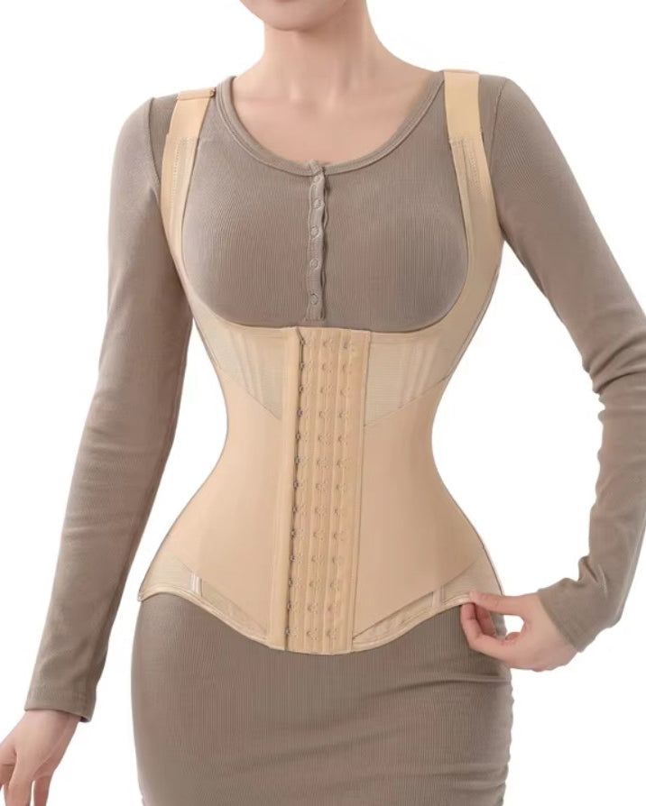 Fajas Colombianas Chaleco Moldeador de Cintura con Doble Capa, Control de Abdomen y Ballenas de Acero