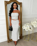 Conjunto de Vestido Ajustado con Lunares