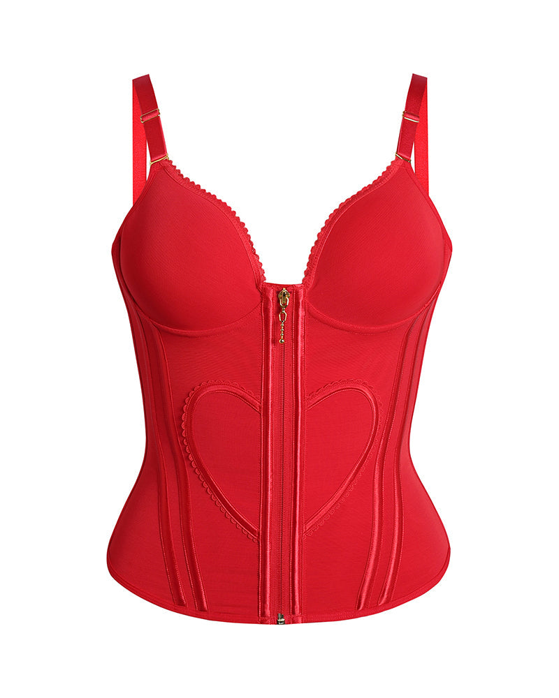 Shapshe® Fajas Colombianas Corset Top con Cremallera Entrenador de Cintura Love Pattern