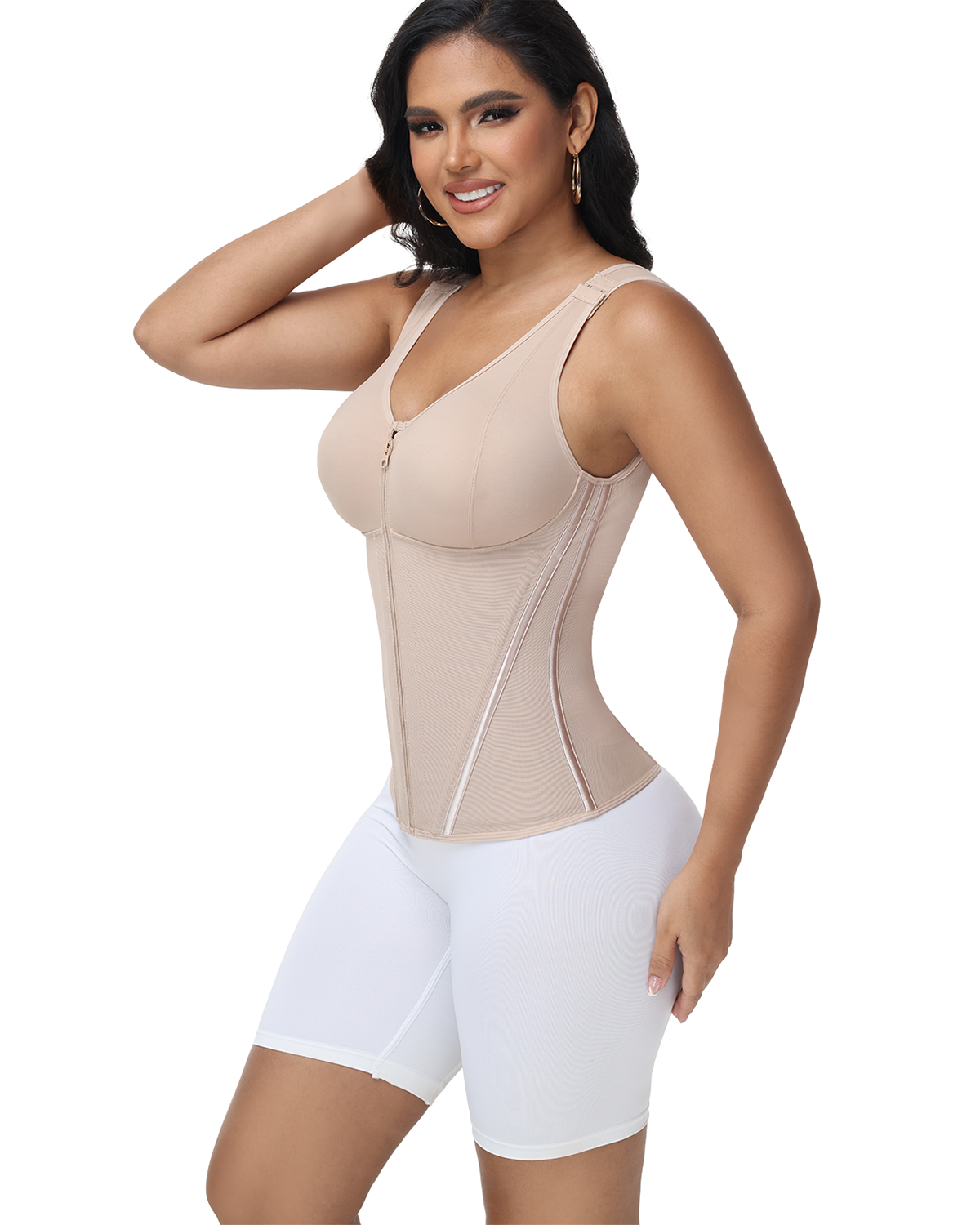 Chaleco Corset Shapshe® con Sostén Acolchado, Cremallera Frontal, Faja Moldeadora de Cintura