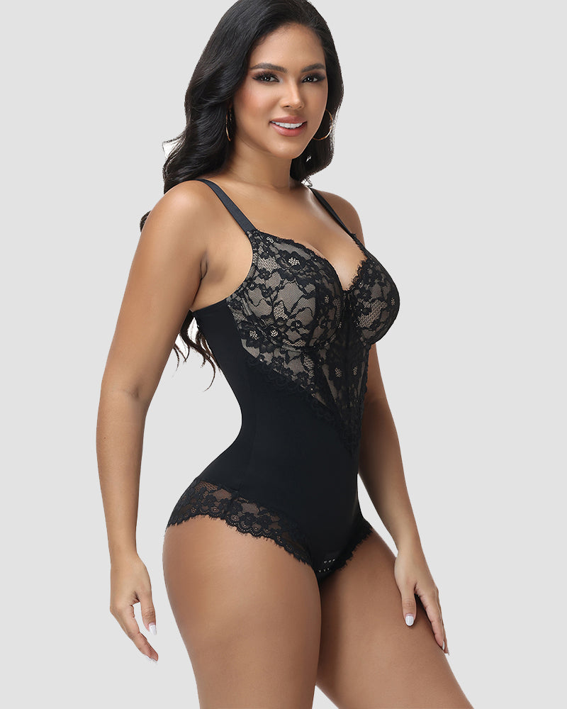 Shapshe® Body Moldeador con Escote en V Profundo y Encaje en Frente y Espalda