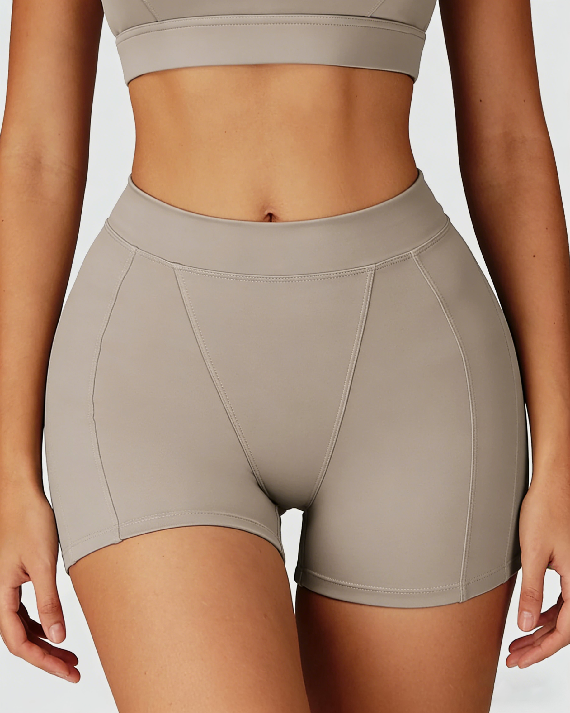 Shorts Cortos Ajustados Deportivos de Cintura Alta Core, Estilo Casual, Envoltura para Abdomen, para Correr, Fitness y Yoga al Aire Libre
