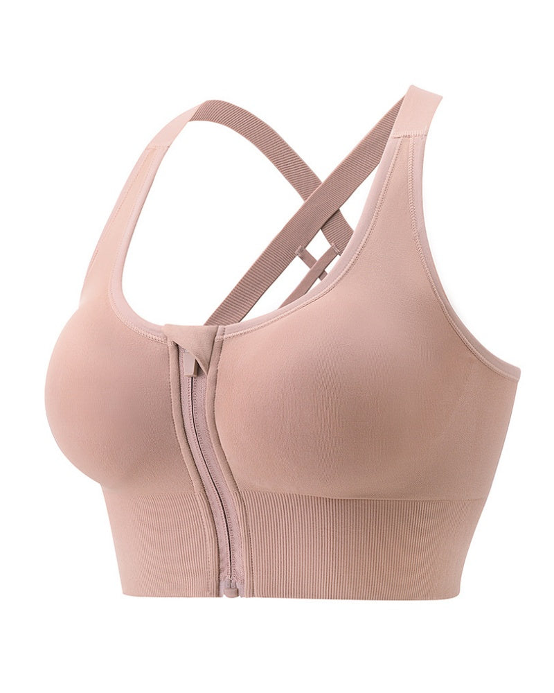 Sujetador deportivo push up anti-flacidez a prueba de golpes con cierre frontal para mujer