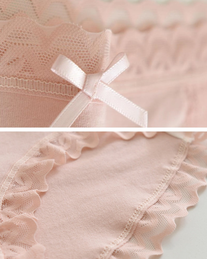 Panties cómodos de algodón transpirable con cintura alta y detalle de encaje