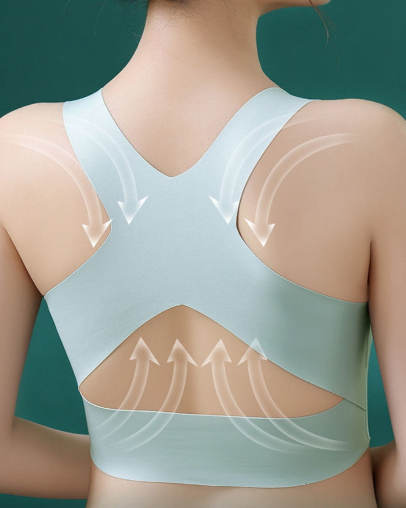 Sostén inalámbrico con copa push-up, broche frontal sin costuras, corrige la joroba