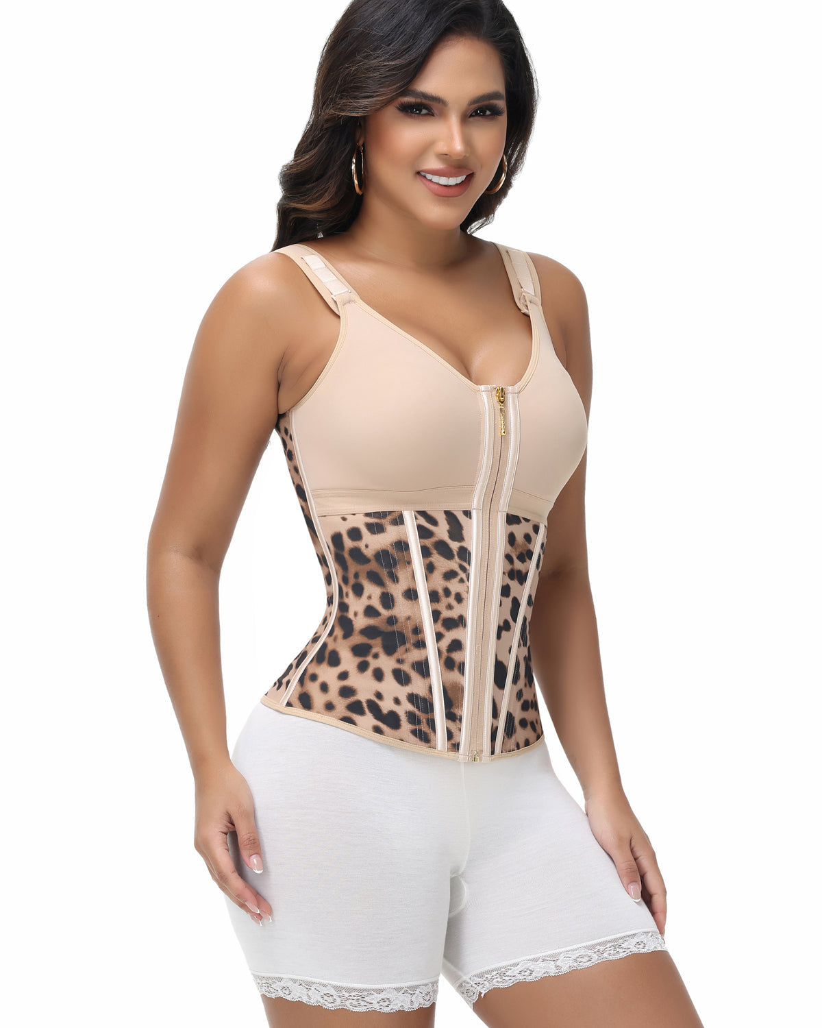 Chaleco de Leopardo para Mujer con Control de Abdomen y Cinturilla Moldeadora con Sostén