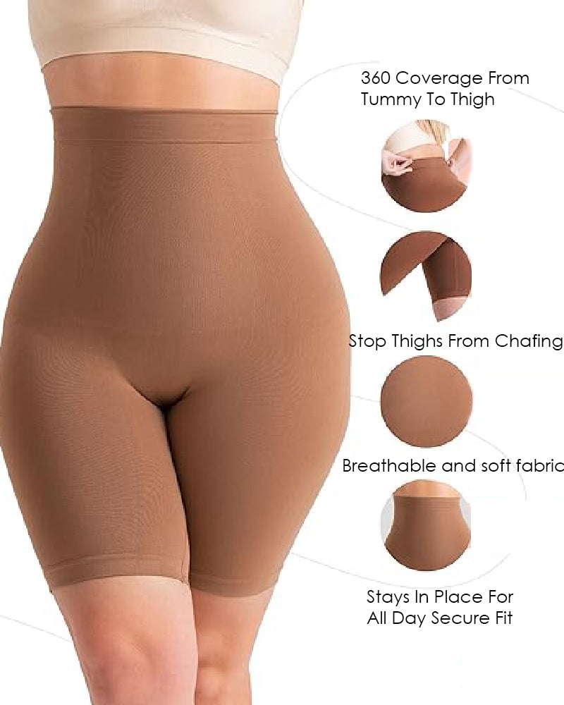 Shorts Moldeadores de Cintura Alta con Control de Abdomen y Reductor de Muslos